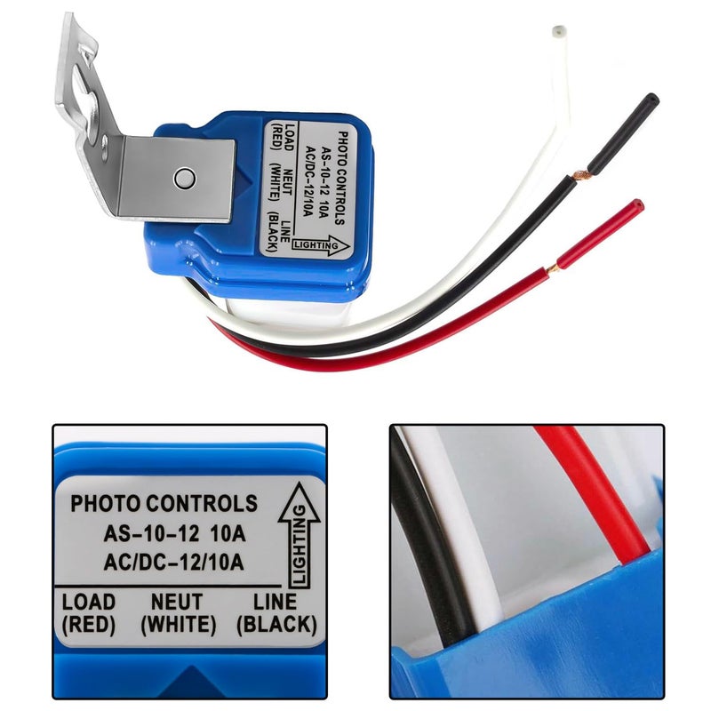 Easytle 2 Pack AC DC 12V 10A Auto On/Off Photocell Light Switch Photocell Photo Switch Photoelectric Control Light Sensor Switch Dusk to Dawn Photocell Sensor for Outdoor Lighting Fixtures - Image 3